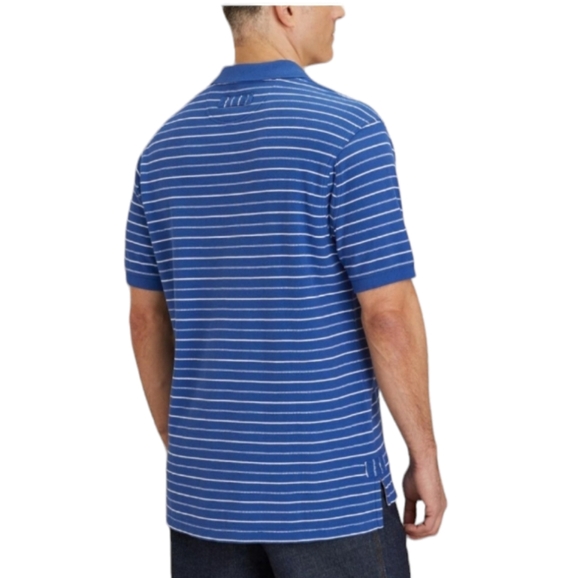 Duluth Trading Co Men's Size XL No Polo Short Sleeve Stripe Polo Blue White - Picture 2 of 13